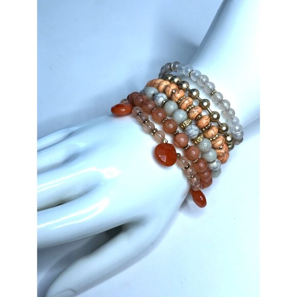 Chicos Multi-Strand Beaded Bracelet With Gold-Tone Accents & Coral Beads - Picture 3 of 10